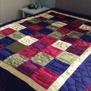 Full size Jewel Toned Embroidered Coverlet